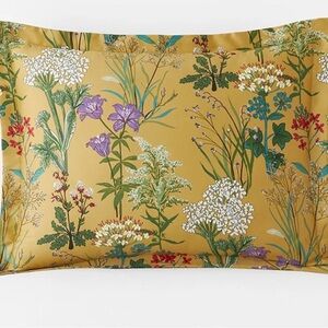 The Company Store Mustard Floral Pillow Sham with Multicolor Botanical Print